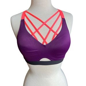 Victoria’s Secret VSX Sport Size 34C Purple Neon Orange Racerback Sports Bra
